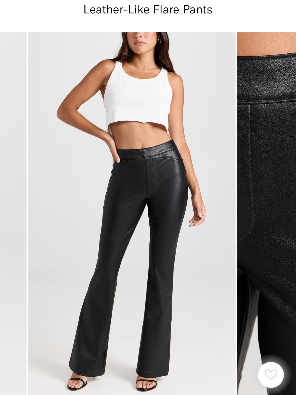 SPANX Black Leather-Look Flare Pants